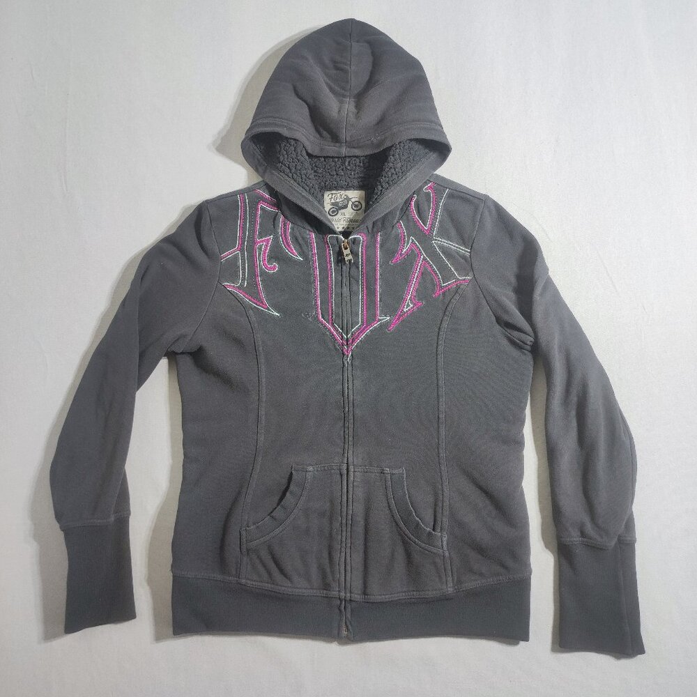 Fox Gray Hoodie with Pink Accent